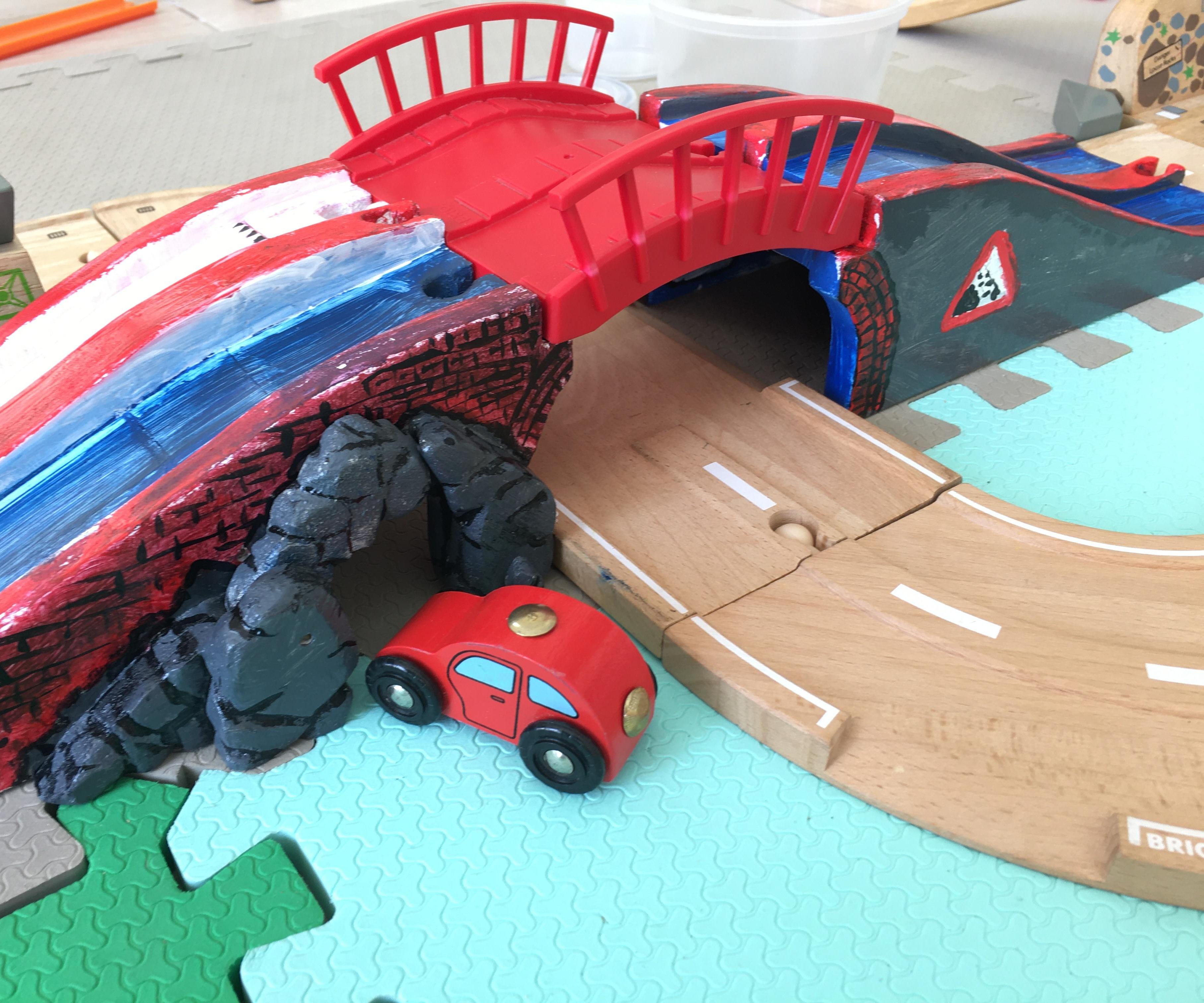 Bridge for Wooden Train Set and Roadways (Brio Toys Compatible).