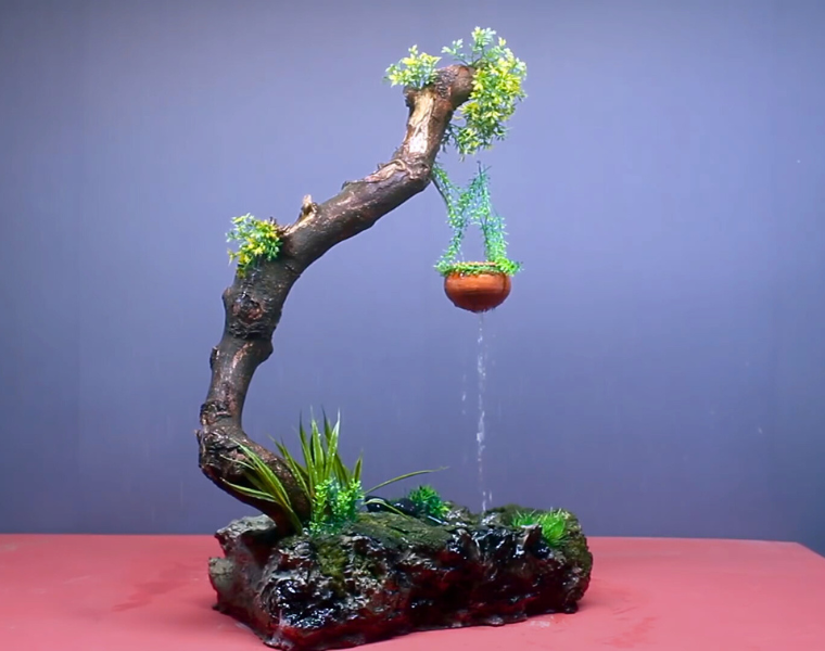 Crafted Broken Branch Waterfall Fountain | How to Make Waterfall (DIY)
