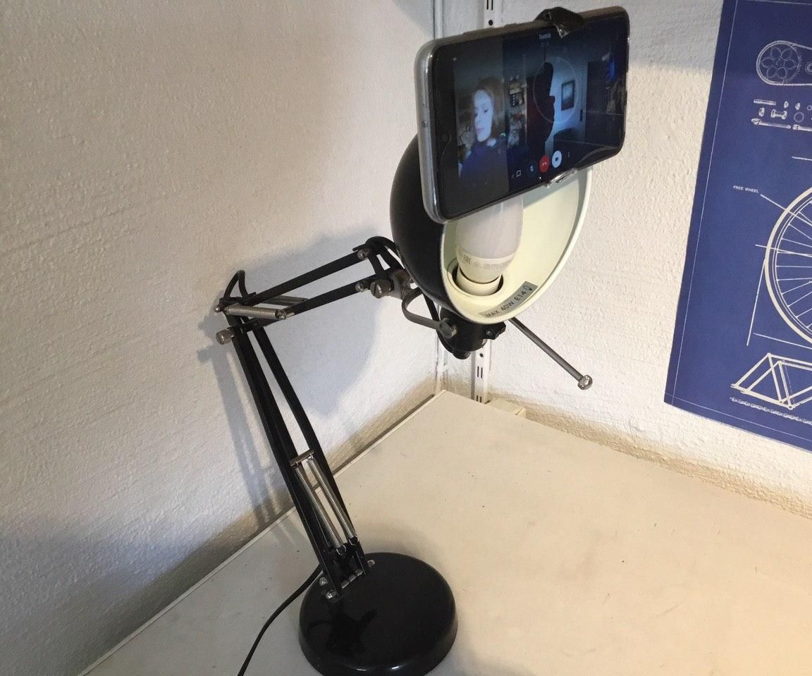 Swing Arm Lamp Phone Mount for Video Calls