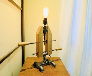 Wood Clamp Pipe Lamp