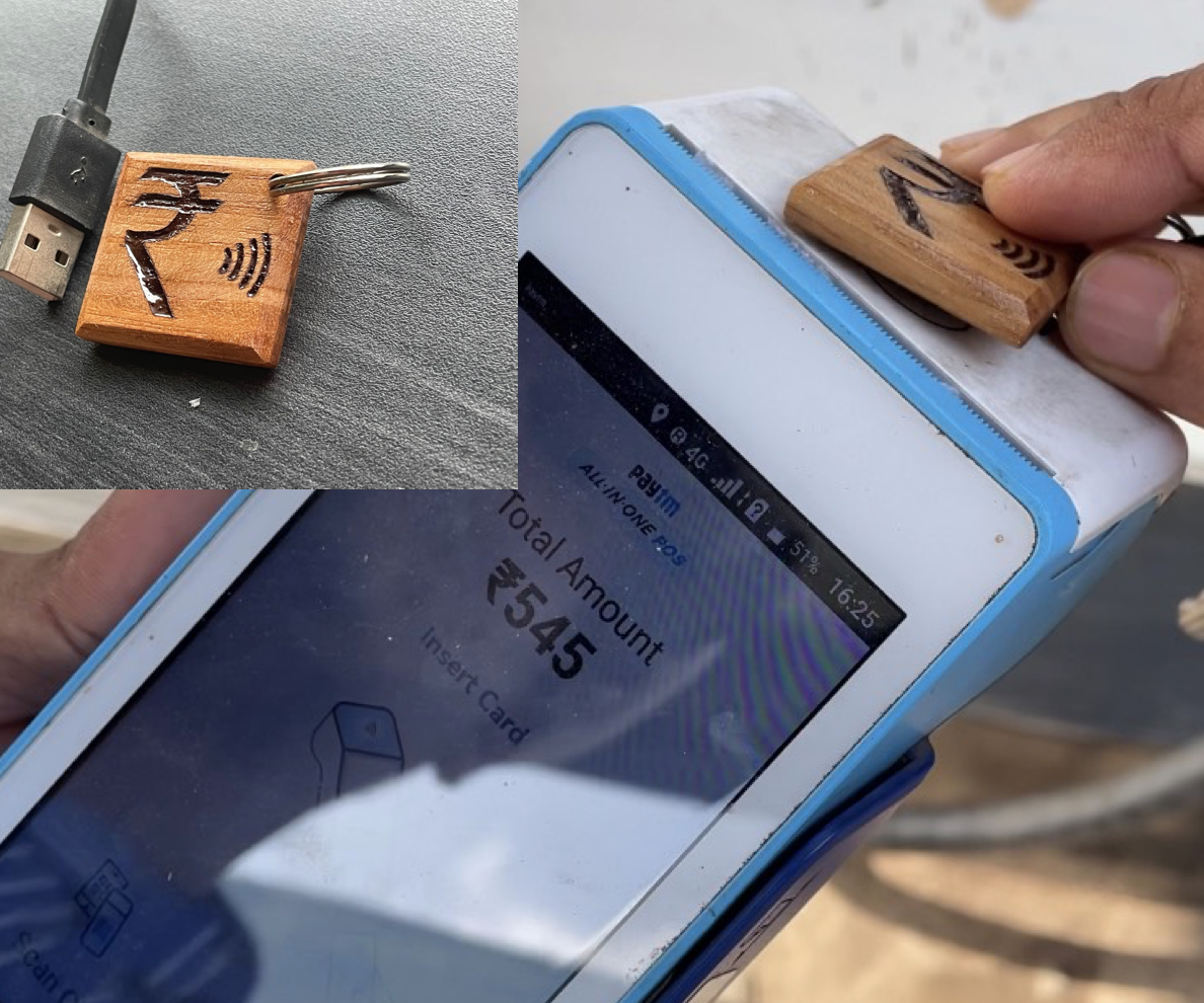 NFC Keychain!! Payment through NFC Wooden Keychain - Credit/Debit Card Payment