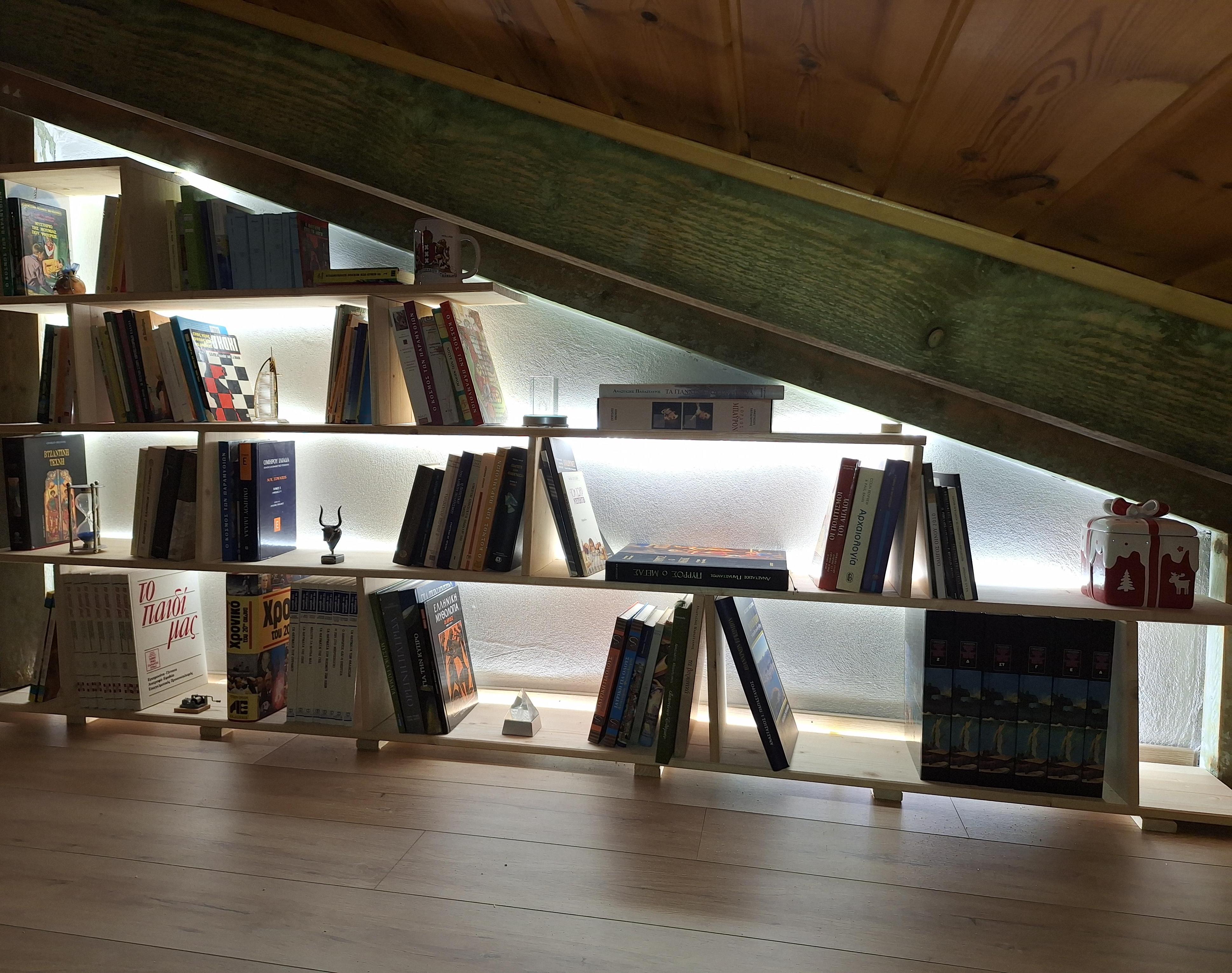 Turn a Confined Dark Area Into a Back Lighted Bookcase